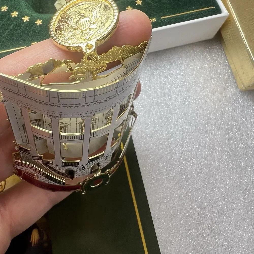 2 Metal Xmas Ornament White House President Harry S.Truman & West Wing Entrance